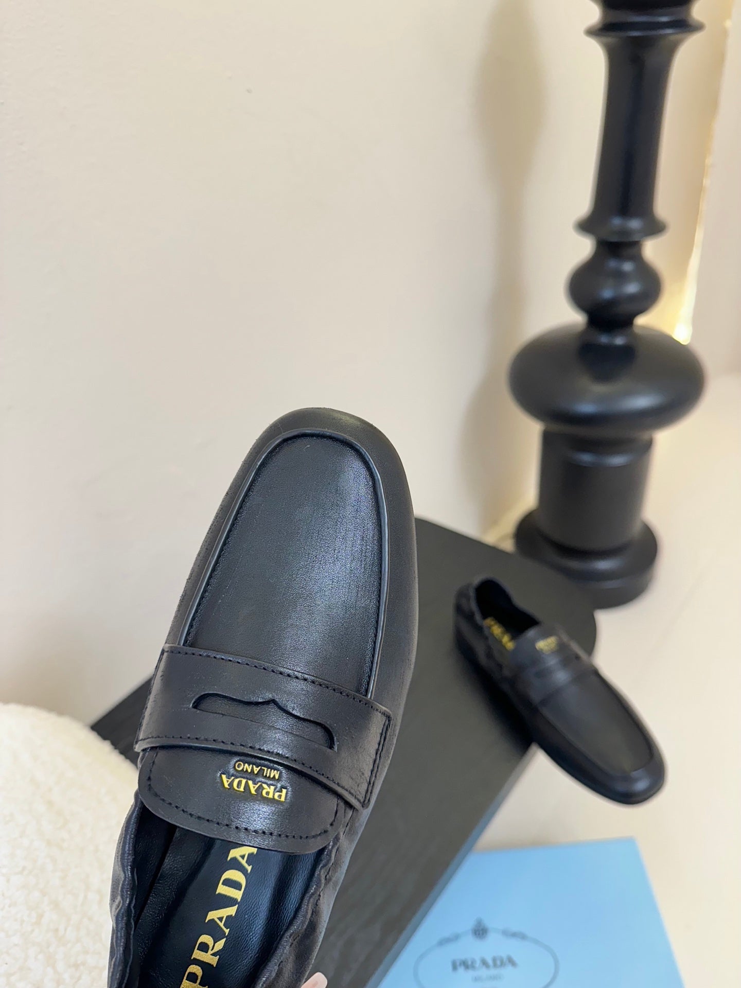 PRADA 25S SHUFFLE LOAFERS IN BLACK CALFSKIN、mysite、Cacoeks