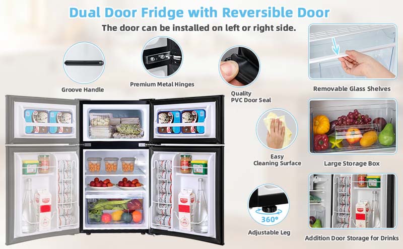 Eletriclife 3.2 cu ft. Compact Stainless Steel Refrigerator