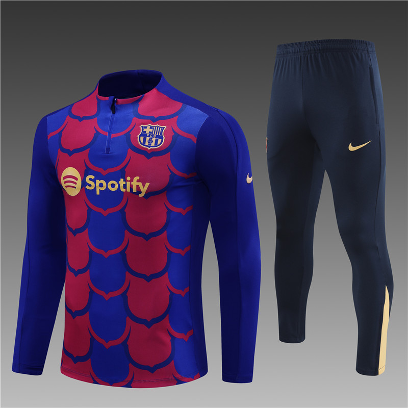 2024/2025 Barcelona Half Training Jersey Red and Blue Camouflage Kit:football jersey mysite: unitedjerseyfootball 邓江浪:football