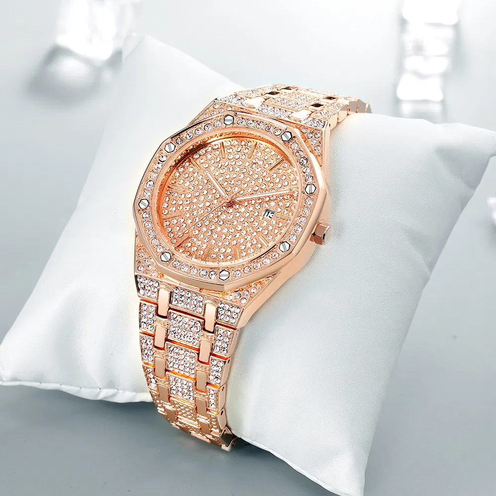 Men&prime;s Gypsophila Diamond Watch Fashion Full Diamond Large Dial Waterproof Quartz Watch