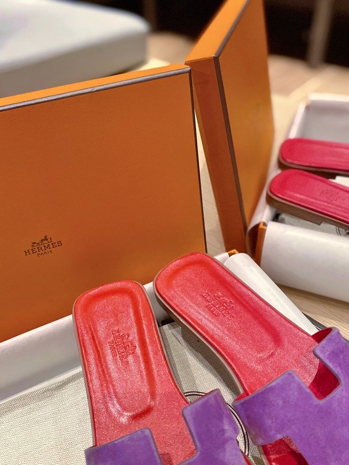 0RAN SANDALS IN VIOLET PURPLE SUEDE AND CHERRY RED CALFSKIN、mysite、Cacoeks