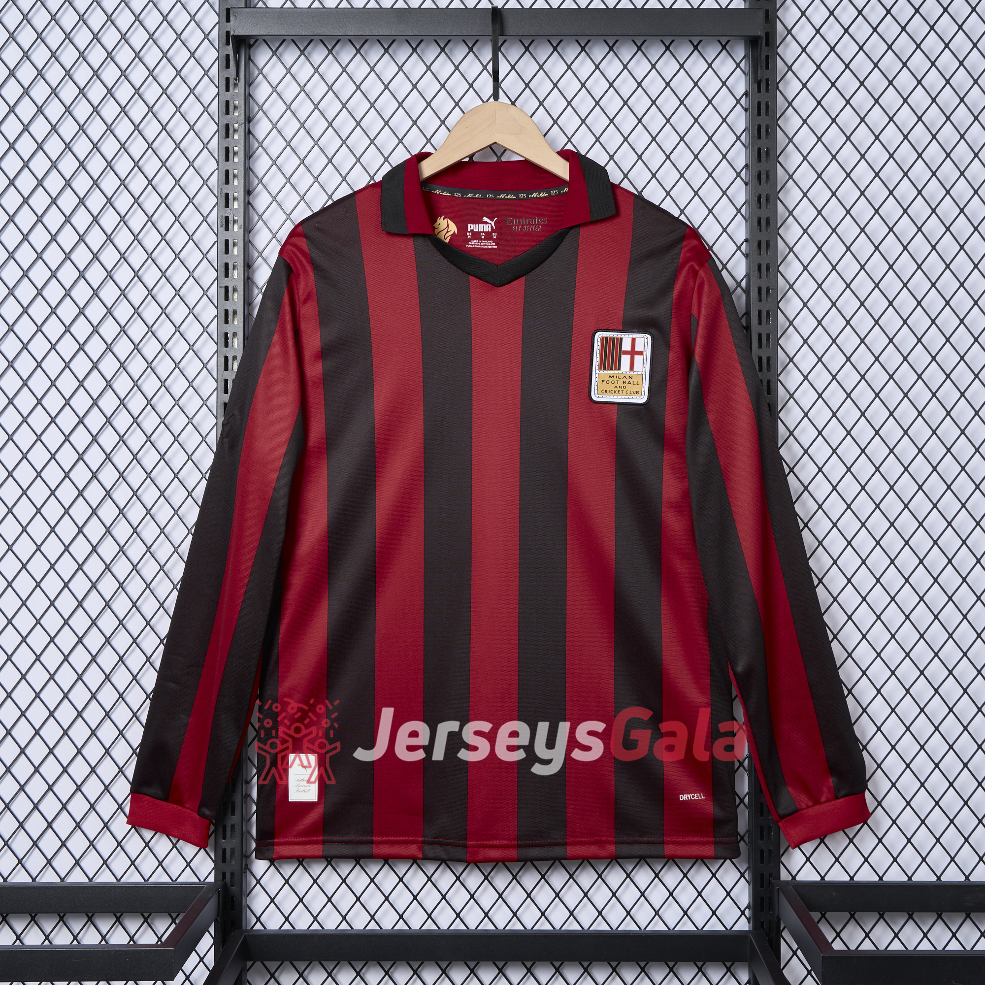 JerseysGala.com | AC Milan 24-25 125th Anniversary Long Sleeves Red Jersey - Fans Version -Customize Name, Number and Patch | Worldwide Shipping