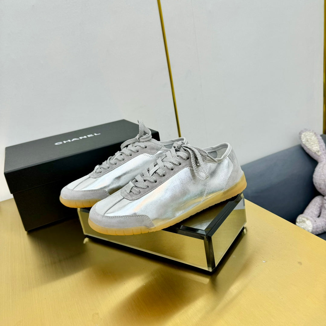 CC SNEAKER IN SILVER GRAY CALFSKIN AND SUEDE、mysite、Cacoeks