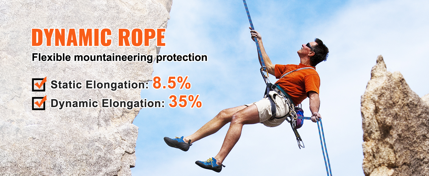 dynamic rock climbing rope