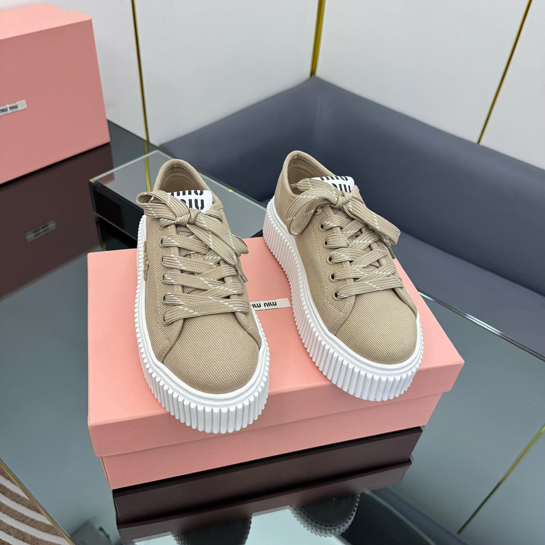 WASH SNEAKER IN DARK BEIGE DENIM、mysite、Cacoeks