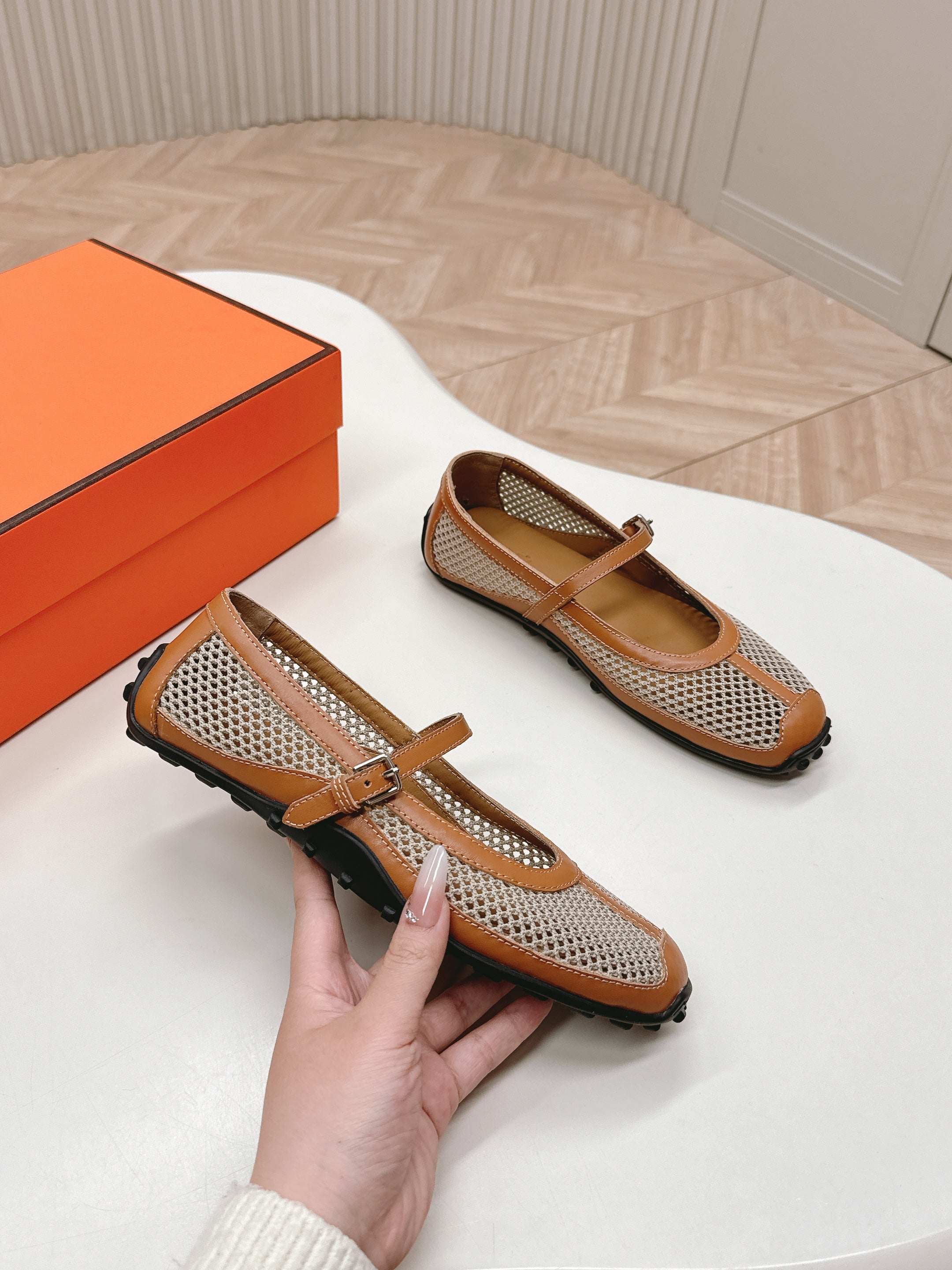 KICHU BALLET FLAT IN BRONZE BROWN CROCHET KNIT AND CALFSKIN、mysite、Cacoeks