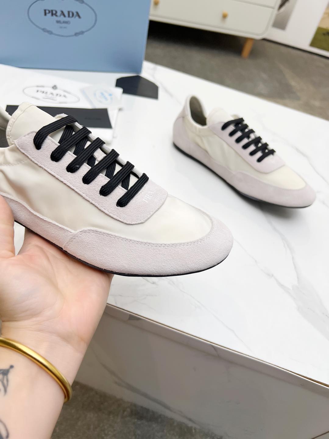 COLLAPSE SNEAKERS IN BEIGE SUEDE AND NYLON、mysite、Cacoeks