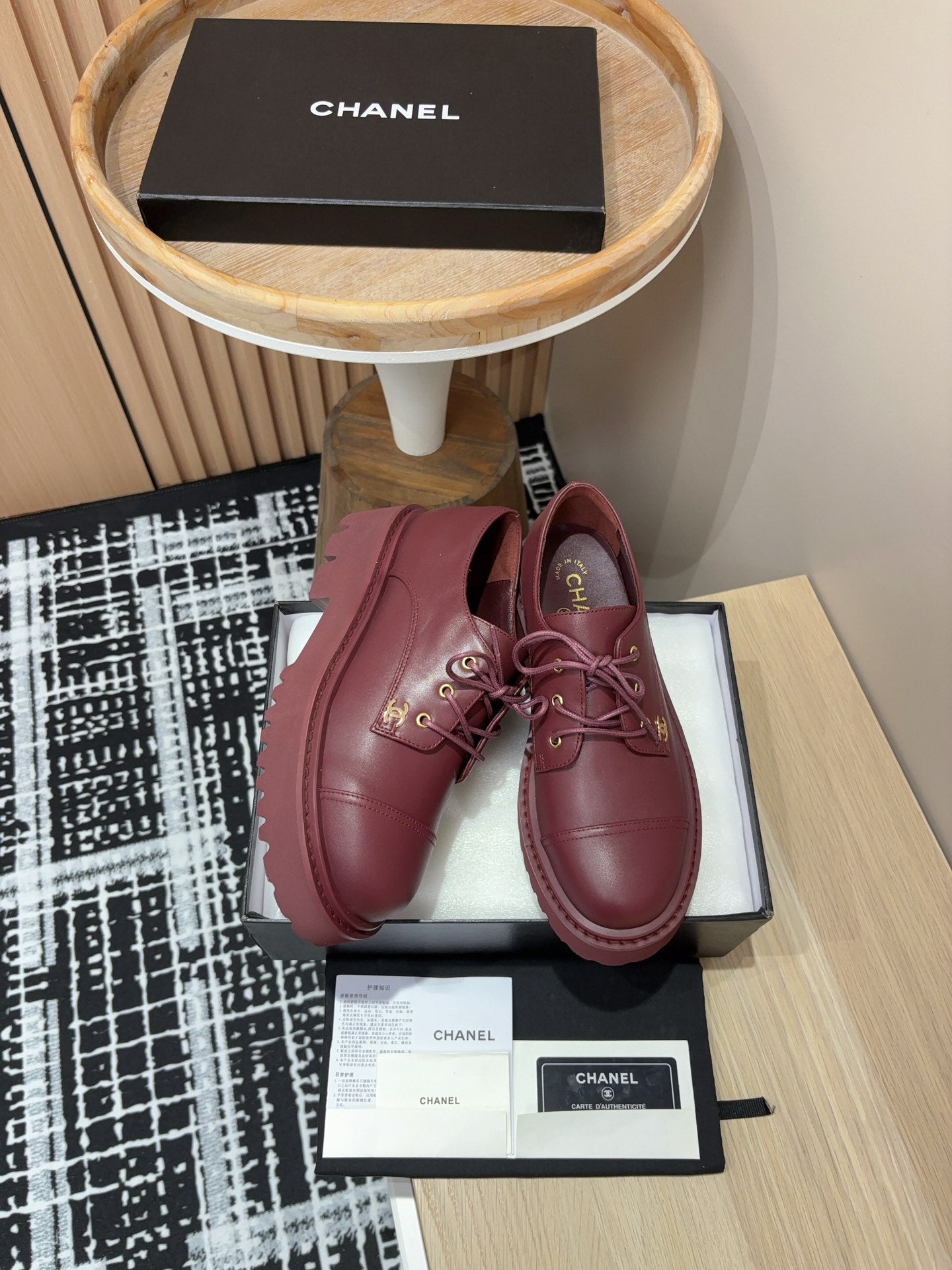 CC OXFORD SHOES IN BURGUNDY RED CALFSKIN、mysite、Cacoeks