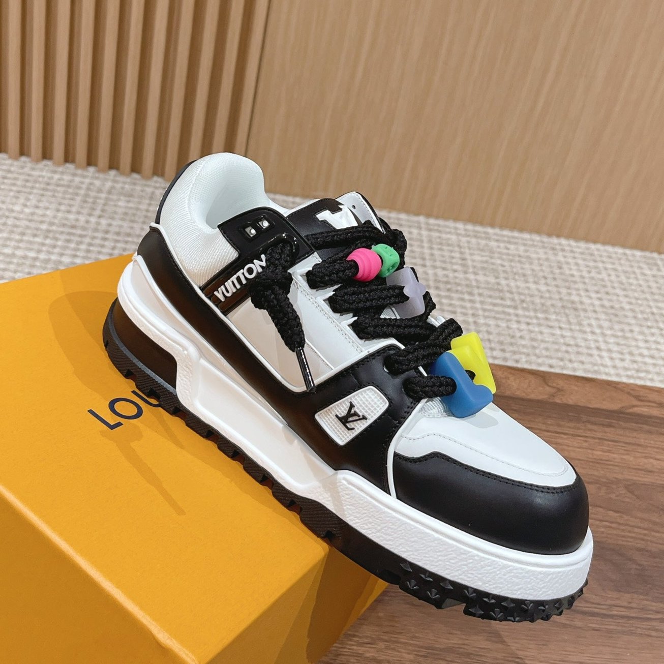 LV Trainer Maxi Sneaker White Mix Black Calfskin、mysite、Cacoeks