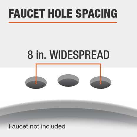 The faucet hole spacing for this vanity top is 8 in. Widespread The faucet hole spacing for this vanity top is 8 in. Widespread