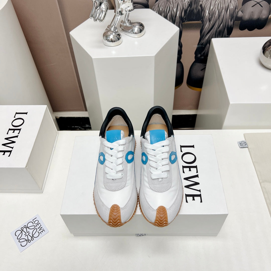 FLOW RUNNER SNEAKER IN PALE GRAY MIX BLUE SUEDE AND SHEEPSKIN、mysite、Cacoeks