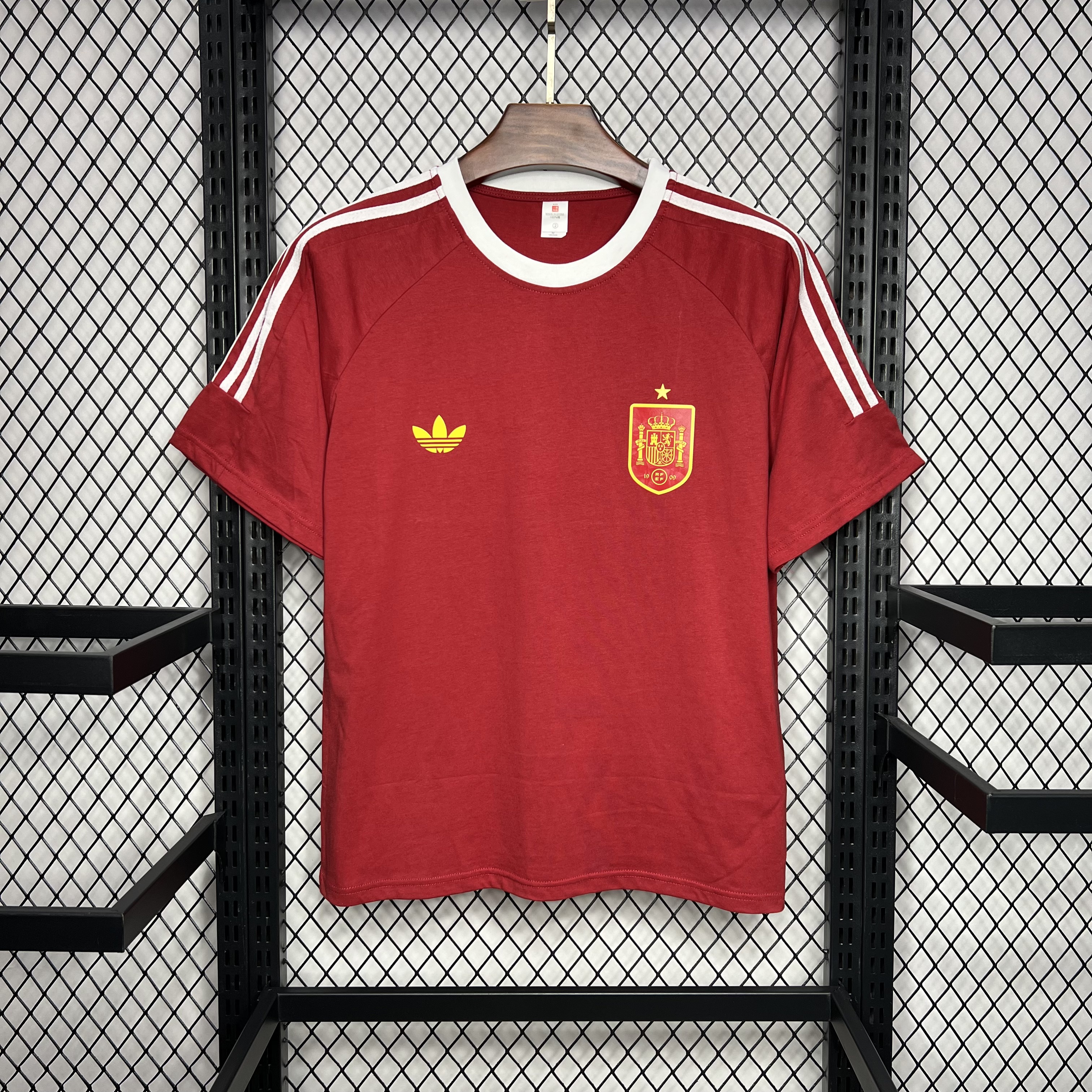 ManixJersey.com | Spain 2024 Euro Red Retro Style Jersey - Fans Version -Customize Name, Number and Patch | Worldwide Shipping