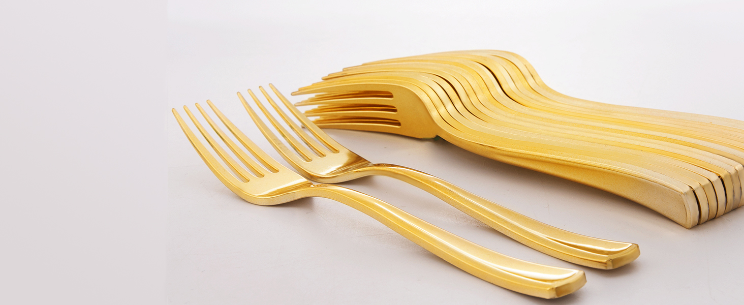 gold plastic forks