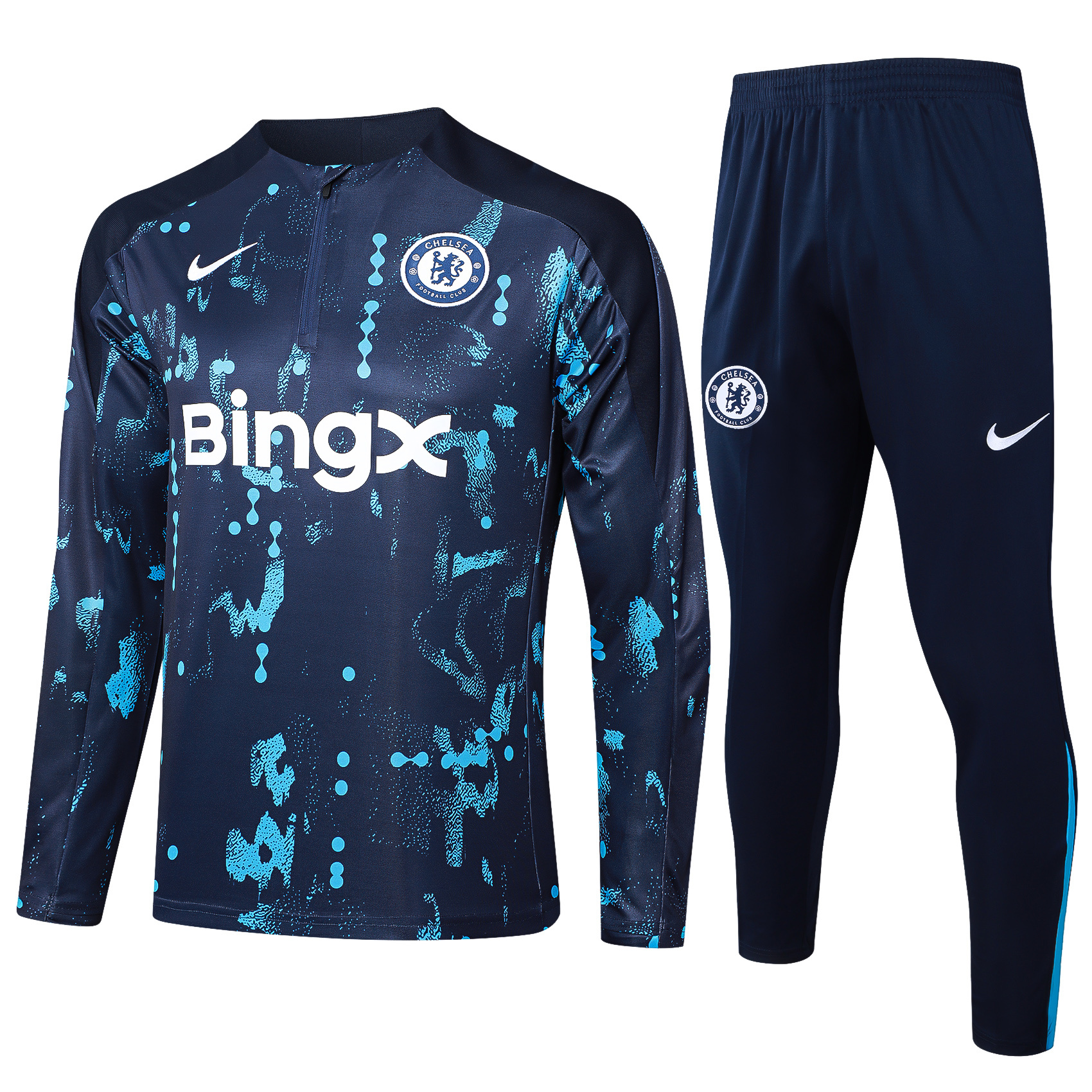 ManixJersey.com | C.H.E.L.S.E.A 24-25 Long Sleeve Training Set - Royal Blue with Blue Dots -Customize Name, Number and Patch | Worldwide Shipping