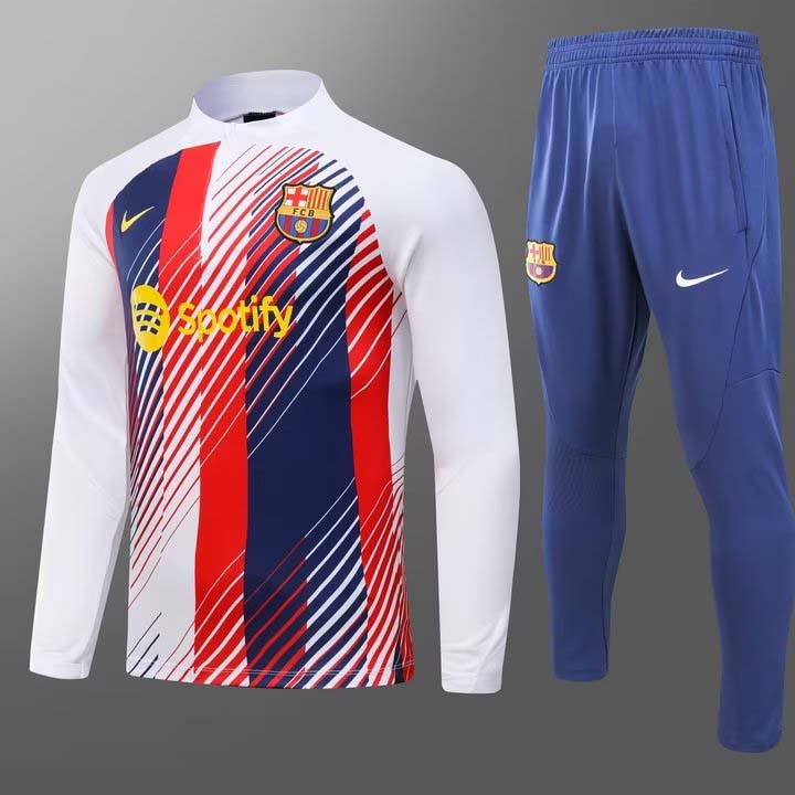 2023/2024 Barcelona Special Edition Half-Pull Training Suit White Jersey Set:football jersey mysite: unitedjerseyfootball 邓江浪:football