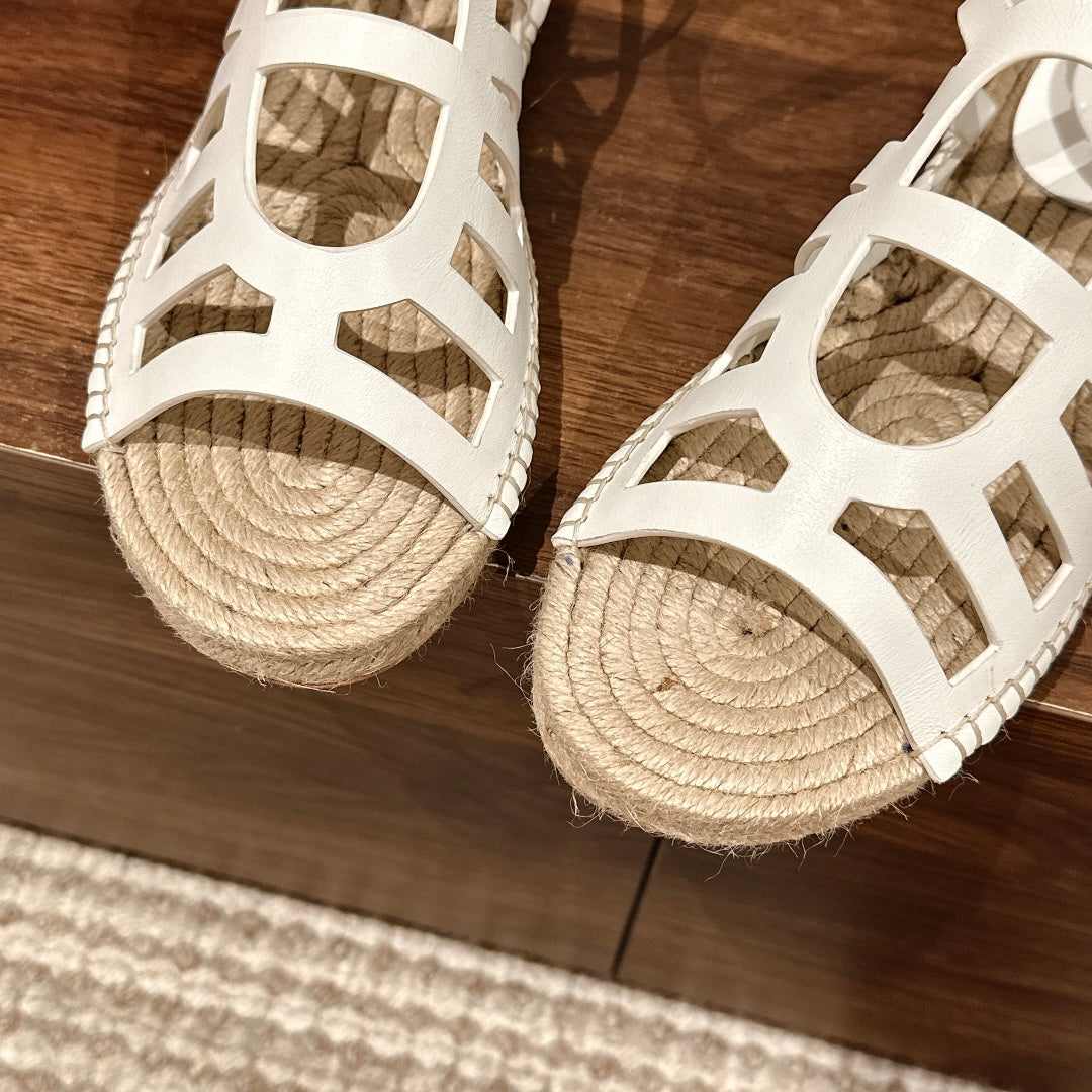 STRAW SOLE SANDAL WHITE LAMBSKIN、mysite、Cacoeks