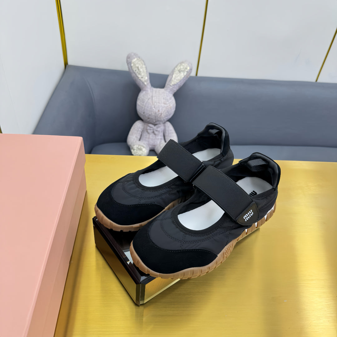 BALLERINAS SHOES IN BLACK TYRE TECHNICAL FABRIC AND SUEDE、mysite、Cacoeks