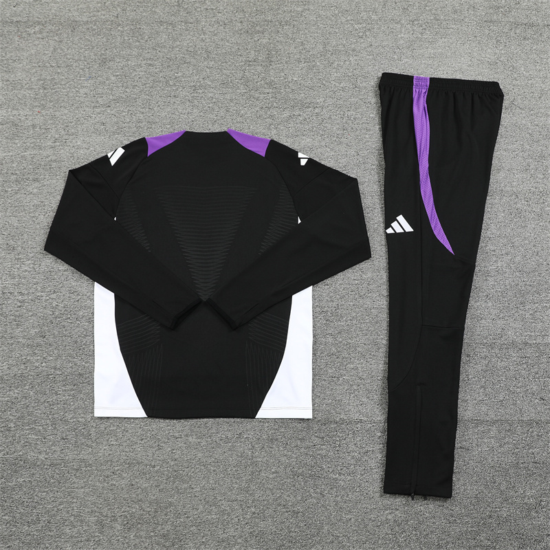 JerseysGala.com | Real Madrid 24-25 Long Sleeve Training Set - Player Version - Black and Purple -Customize Name, Number and Patch | Worldwide Shipping