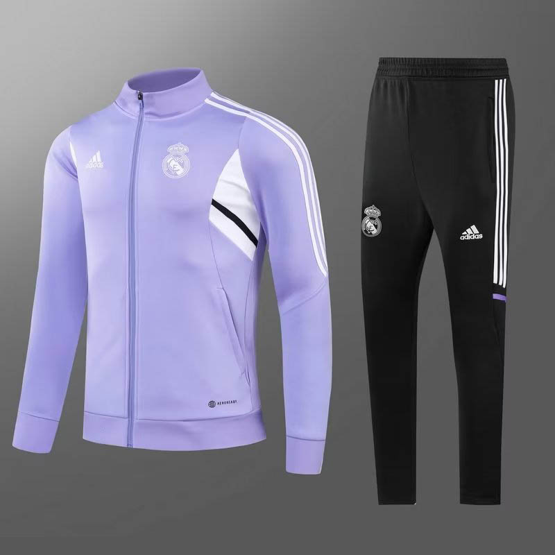2022/2023 Real Madrid Long Zipped Jacket Purple Football Shirt Set:football jersey mysite: unitedjerseyfootball 邓江浪:football