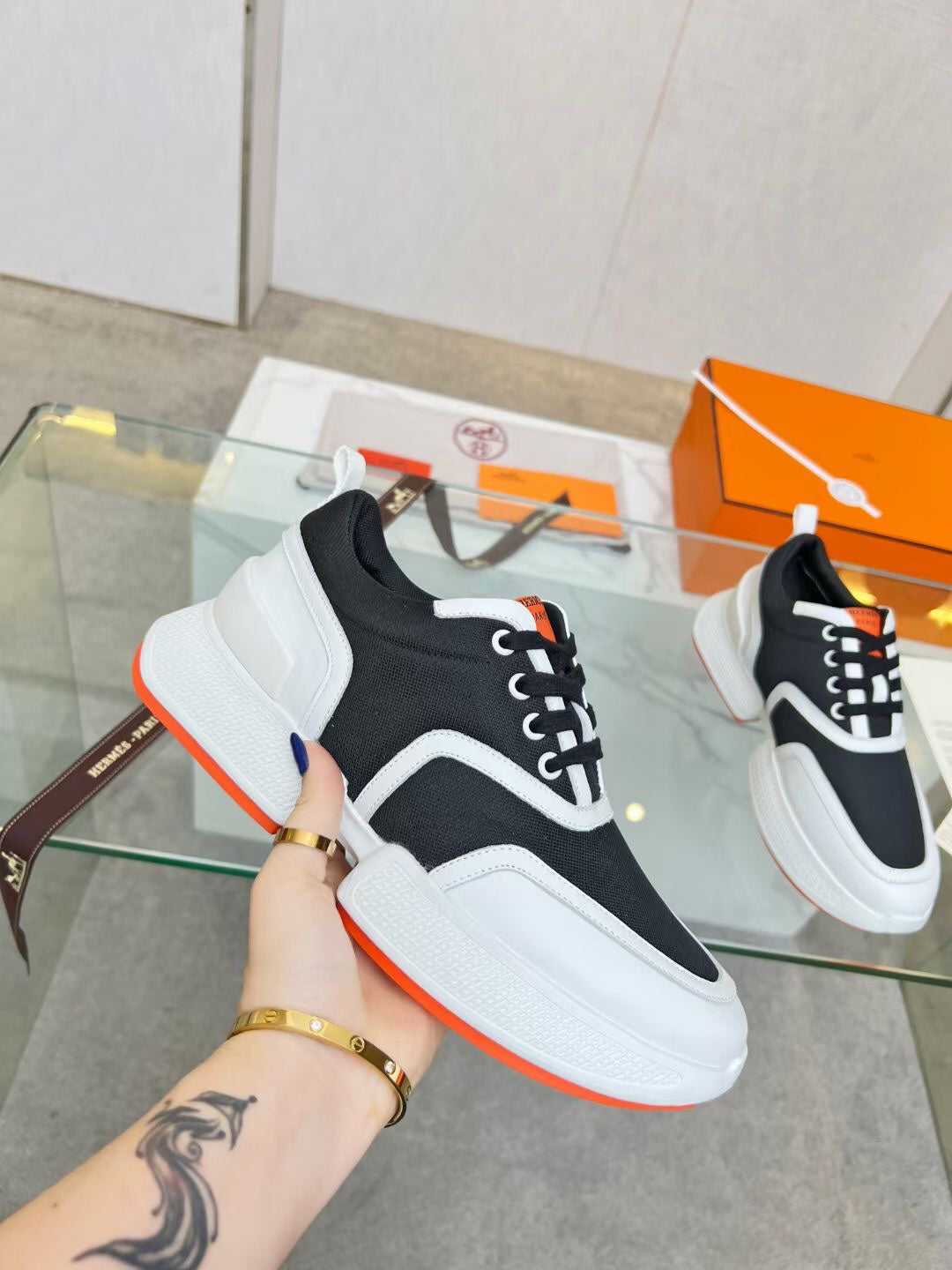 GIGA SNEAKER BLACK MIX WHITE CALFSKIN、mysite、Cacoeks