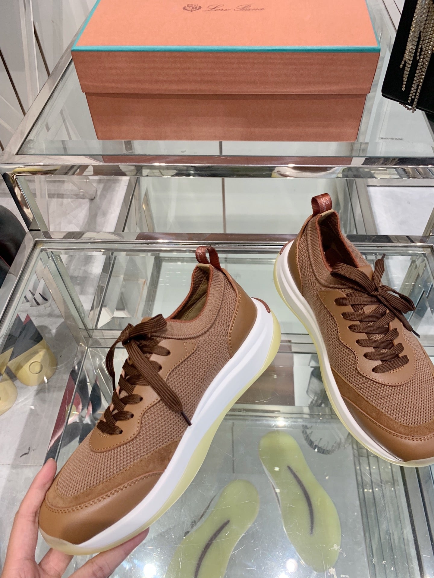 SNEAKER IN BURNT ORANGE CANVAS MIX SUEDE WITH LAMBSKIN、mysite、Cacoeks