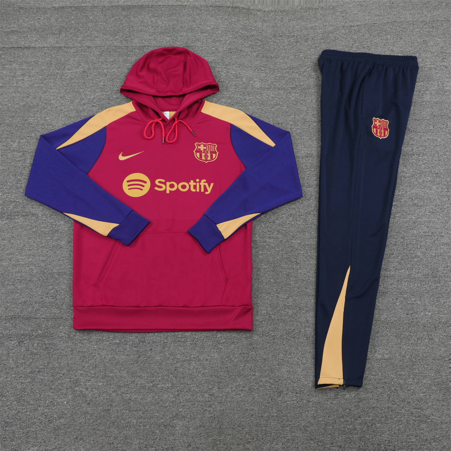 Higojerseys-Barcelona 24-25 Training Hoodie Set - Red Hoodie and Deep Blue Pants
