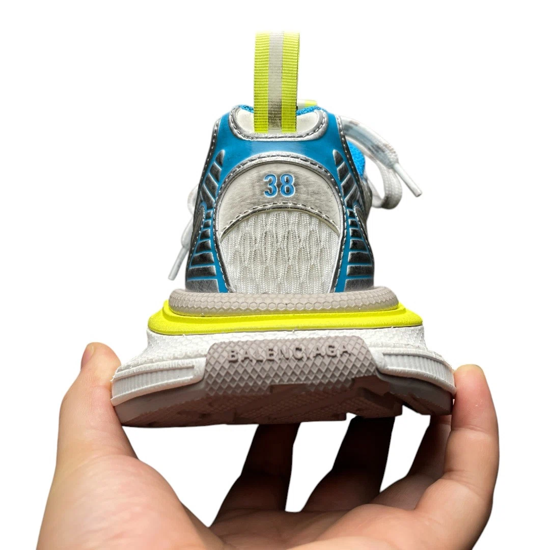 Balenciaga 3XL Toe Spray Sneaker in White Blue Yellow、mysite、Cacoeks