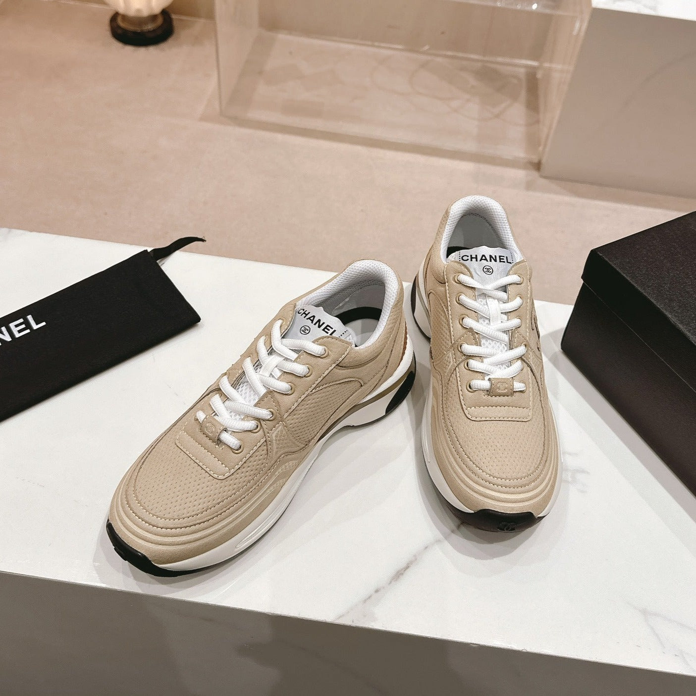 Women's Beige Cream Sneaker Breathable mesh、mysite、Cacoeks