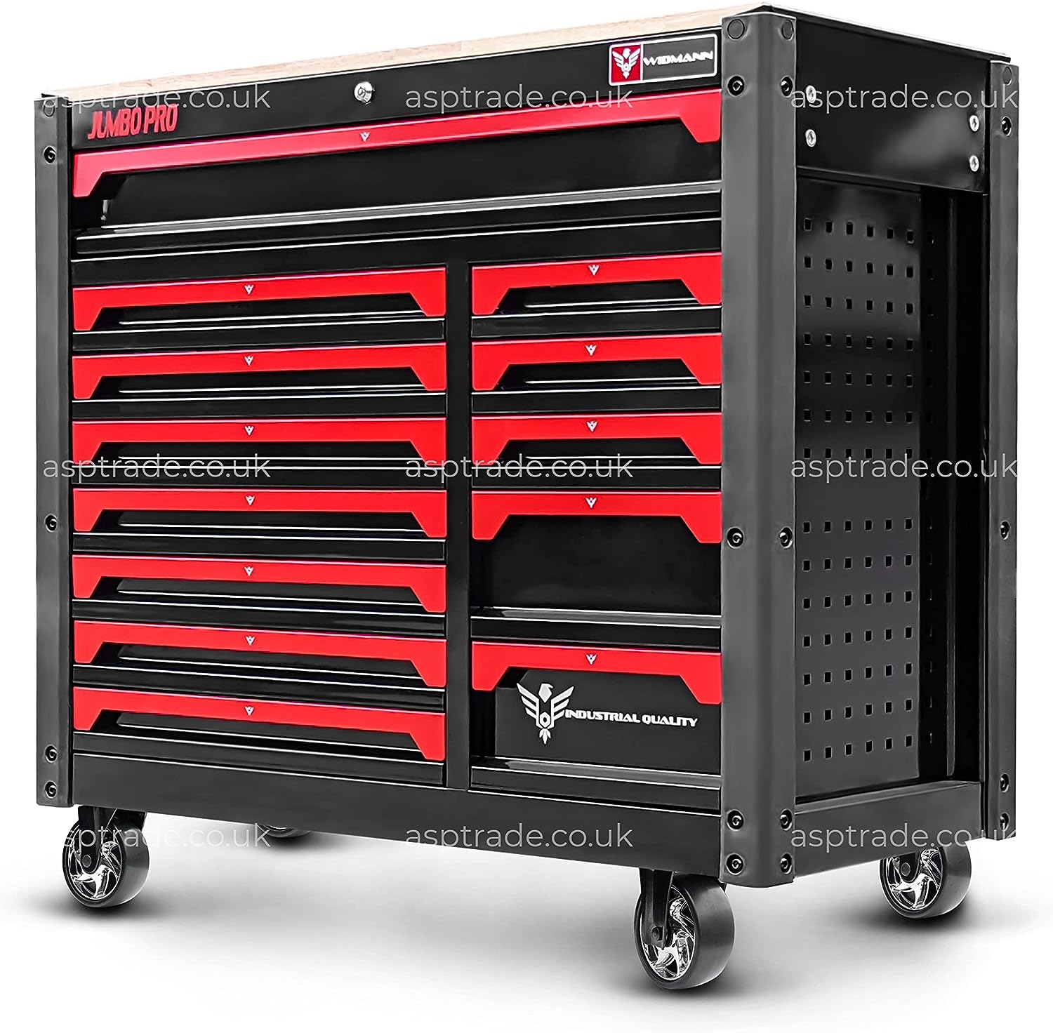WIDMANN PROFESSIONELLE WERKZEUGE Tool Trolley Cabinet with Tools Steel  Workshop Storage Chest Carrier ToolBox, Black, XL (TCJM13-B)  DIY Tools