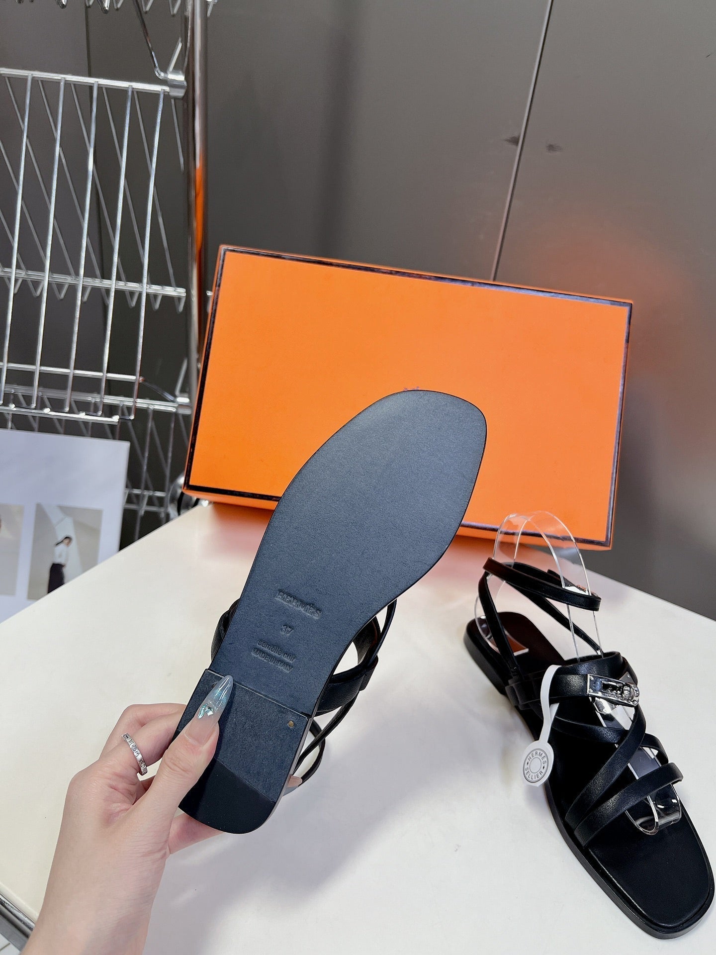 JUNE SANDAL BLACK CALFSKIN、mysite、Cacoeks