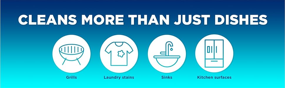 cleans more than just dishes. can also clean grills laundry stains sinks and kitchen surfaces