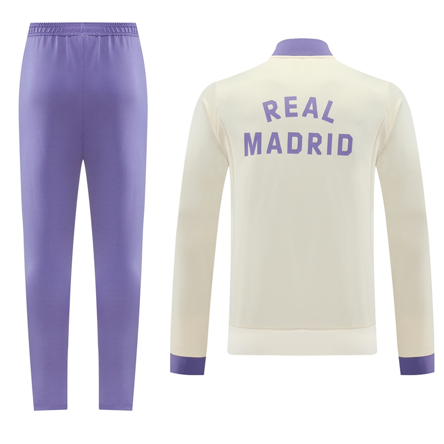 foot-Real Madrid 24-25 Throwback Jacket Training Tracksuit - Off-white Jackets & Purple Pants