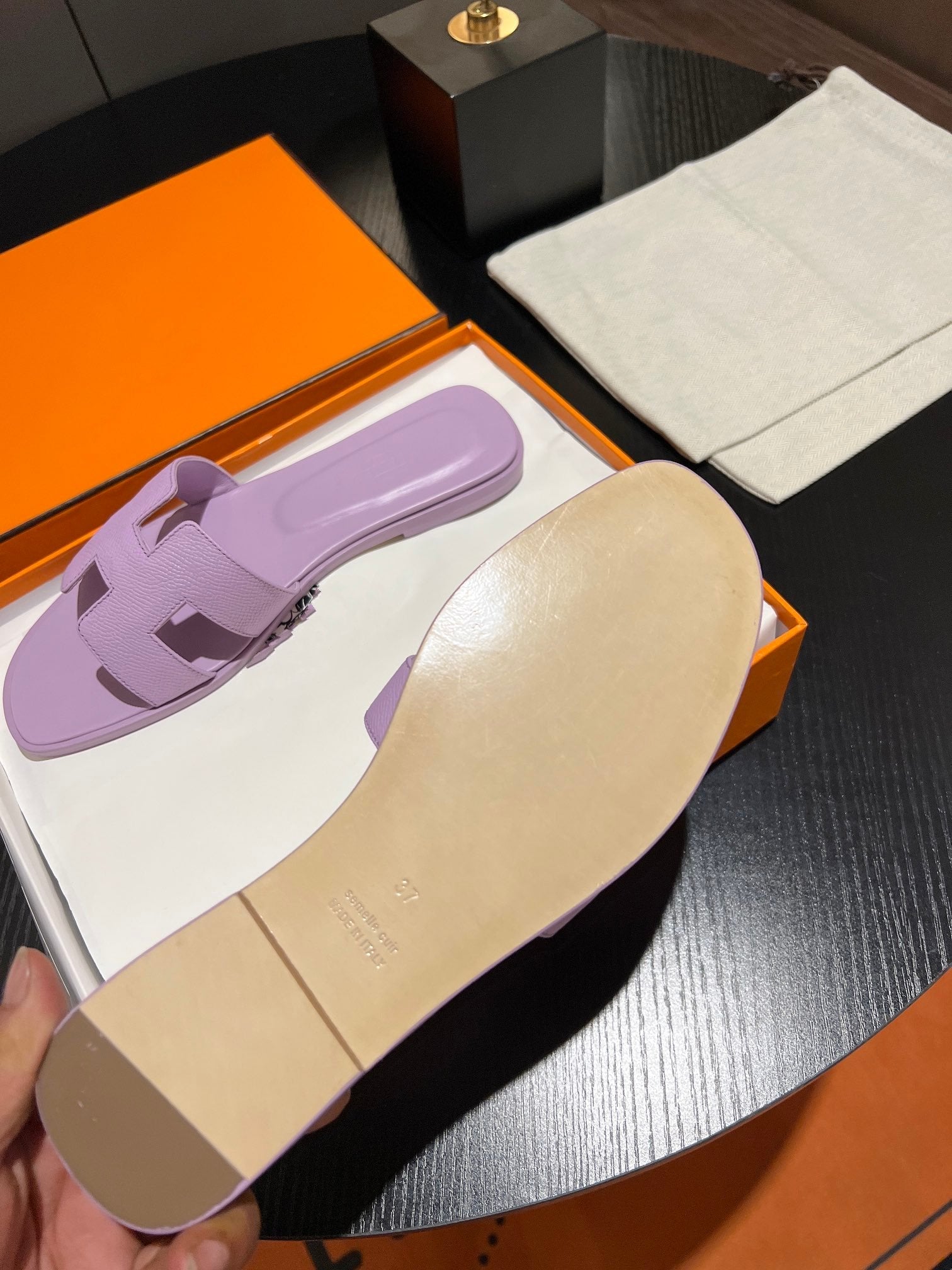 0RAN SANDAL Leather Lavender、mysite、Cacoeks