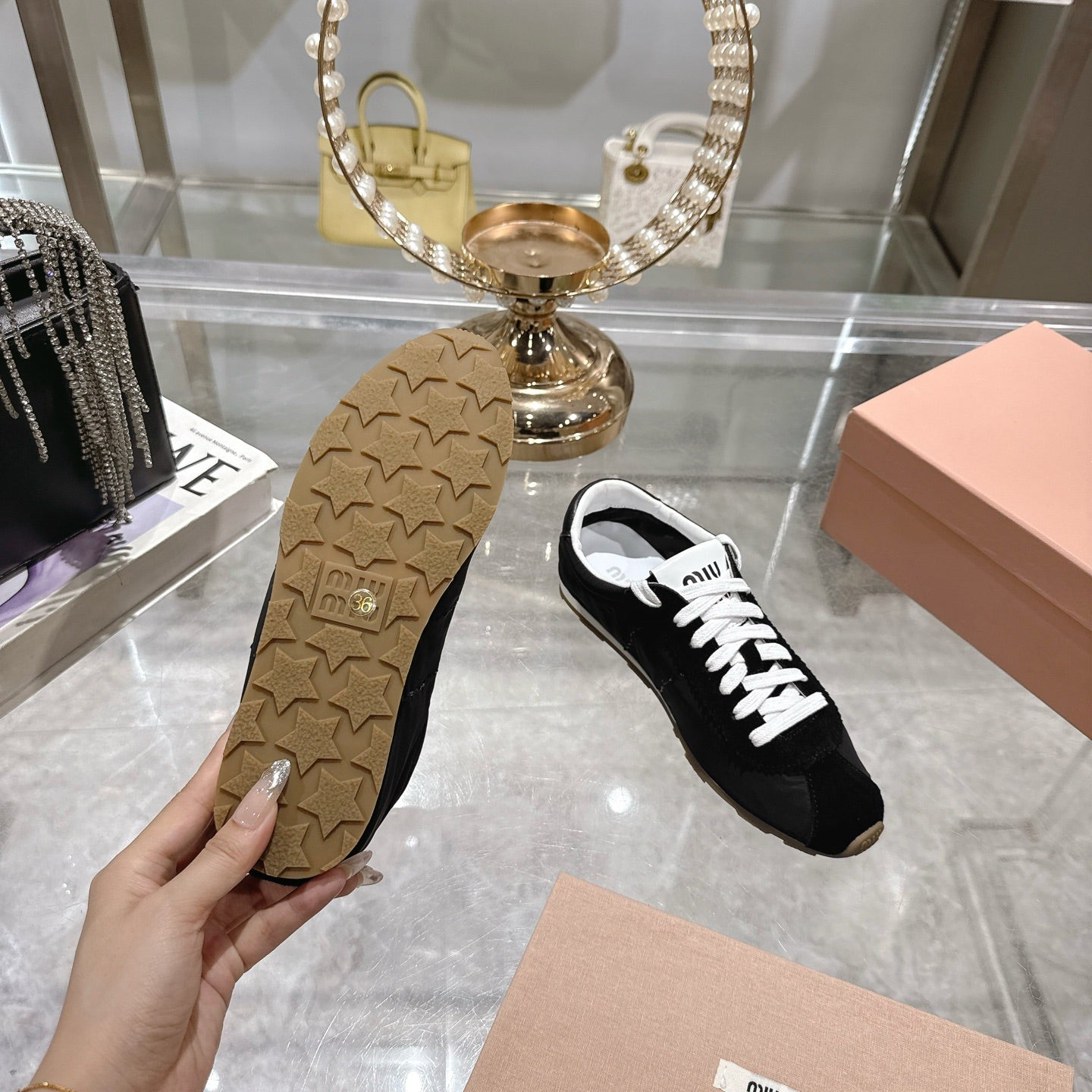 PLUME NAPPA SNEAKERS IN BLACK SUEDE AND CANVAS、mysite、Cacoeks