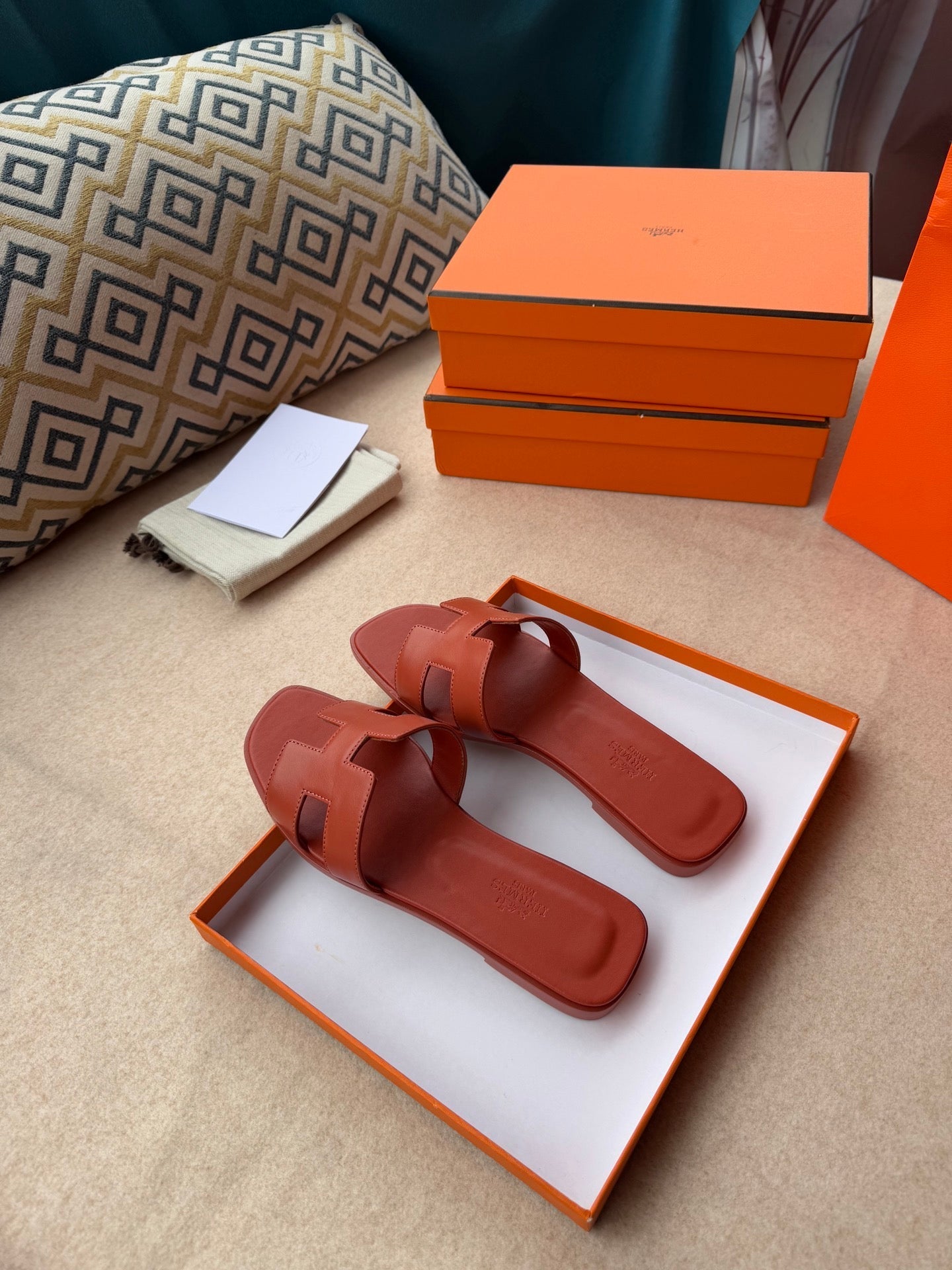 0RAN SANDALS IN GINGER ORANGE CALFSKIN、mysite、Cacoeks