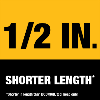 Graphic of text that reads "Half inch shorter length" Graphic of text that reads "Half inch shorter length"