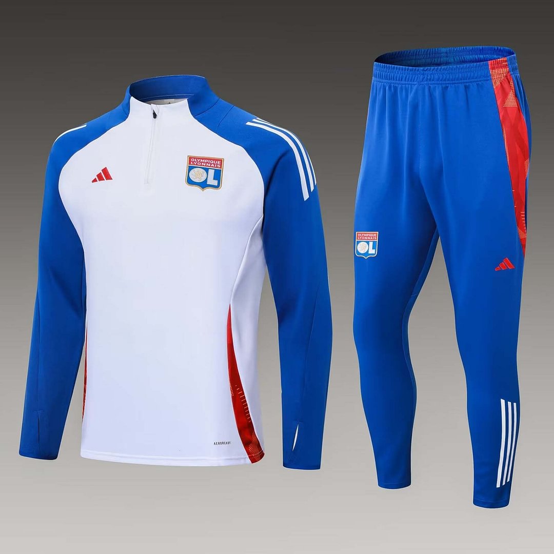 24/25 Lyon Half-Pull Training Suit White Football Shirt Set-mysite Custom Football Kit- Nextkits