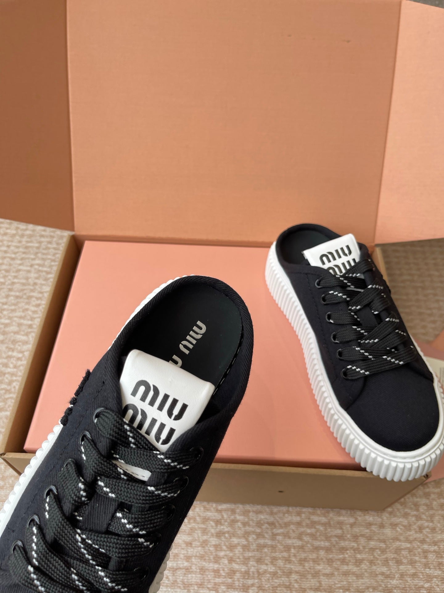 WASH SNEAKER MULES IN BLACK DENIM、mysite、Cacoeks