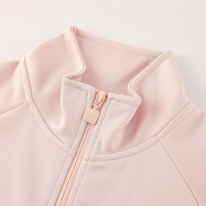 Higojerseys-Real Madrid 24-25 Jacket Training Tracksuit - Light Pink Top and Black Pants