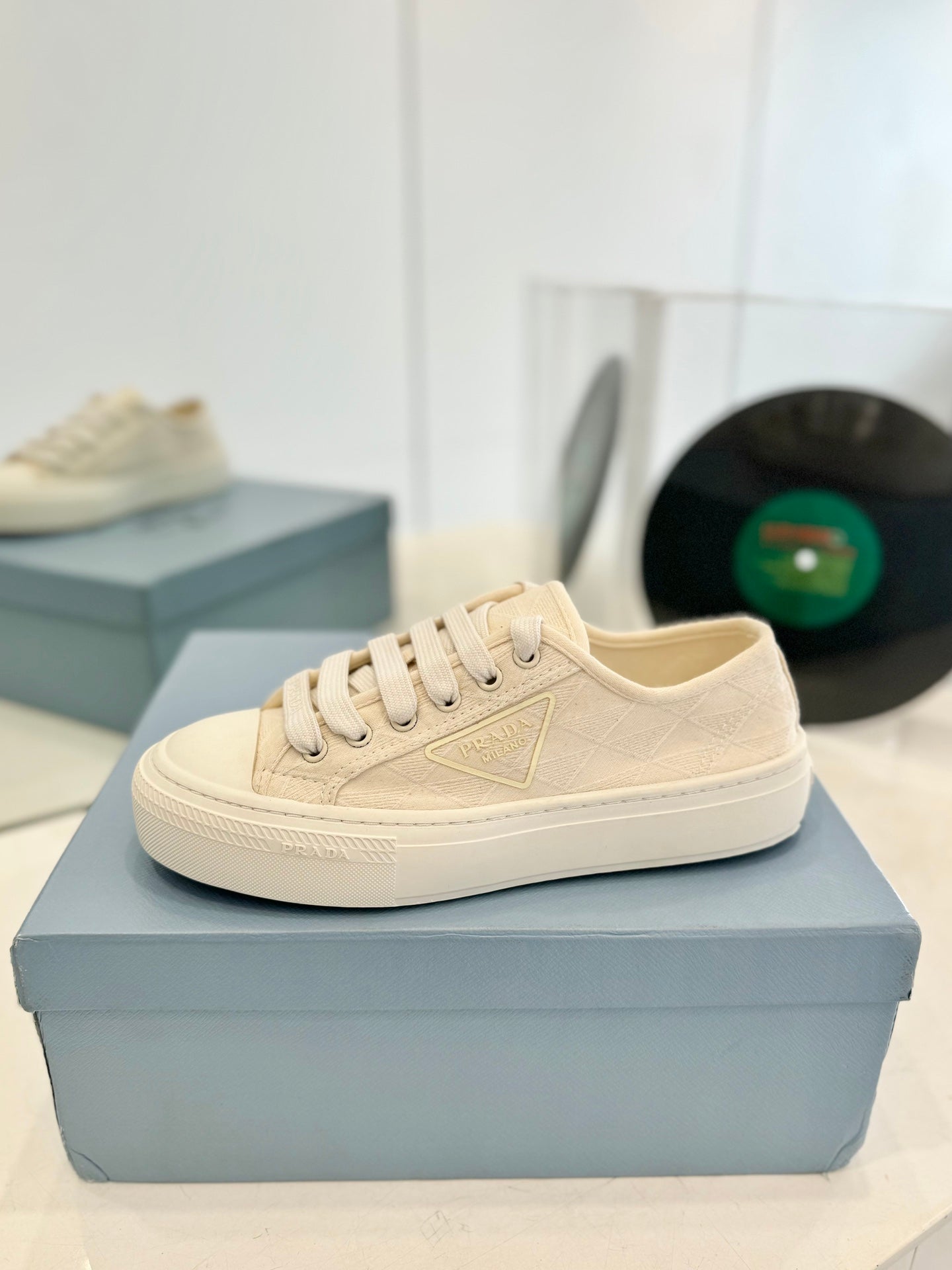 PRA PRINTED COTTON SNEAKERS BEIGE CANVAS、mysite、Cacoeks