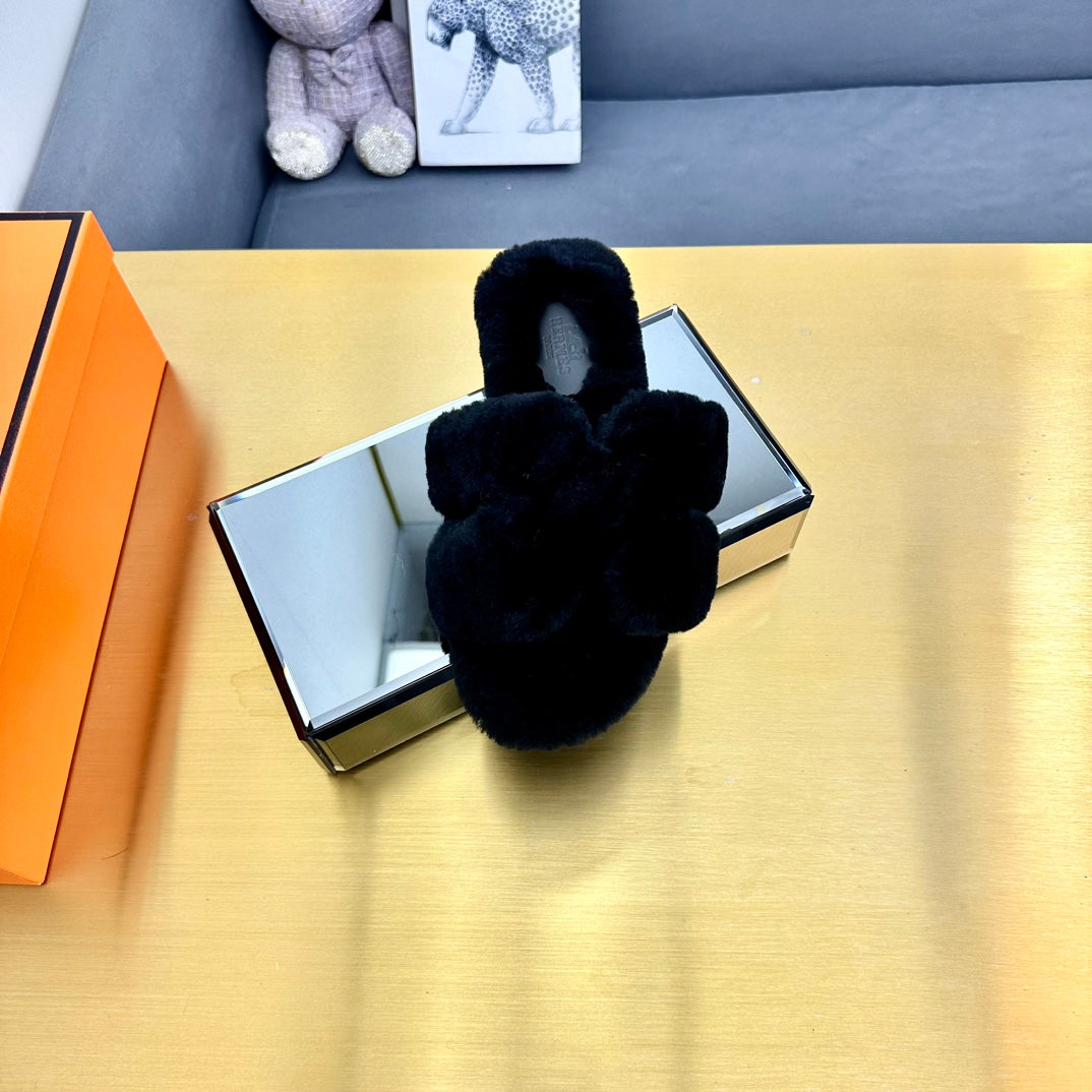 0RAN SHEARLING SANDALS BLACK、mysite、Cacoeks