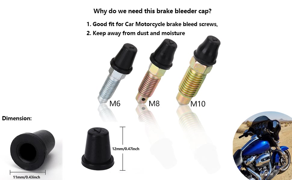 Cars Motorcycles ATV Brake Bleeder Screw Caps  Rubber Caps Bleeder Valve Cap Dust Cover 