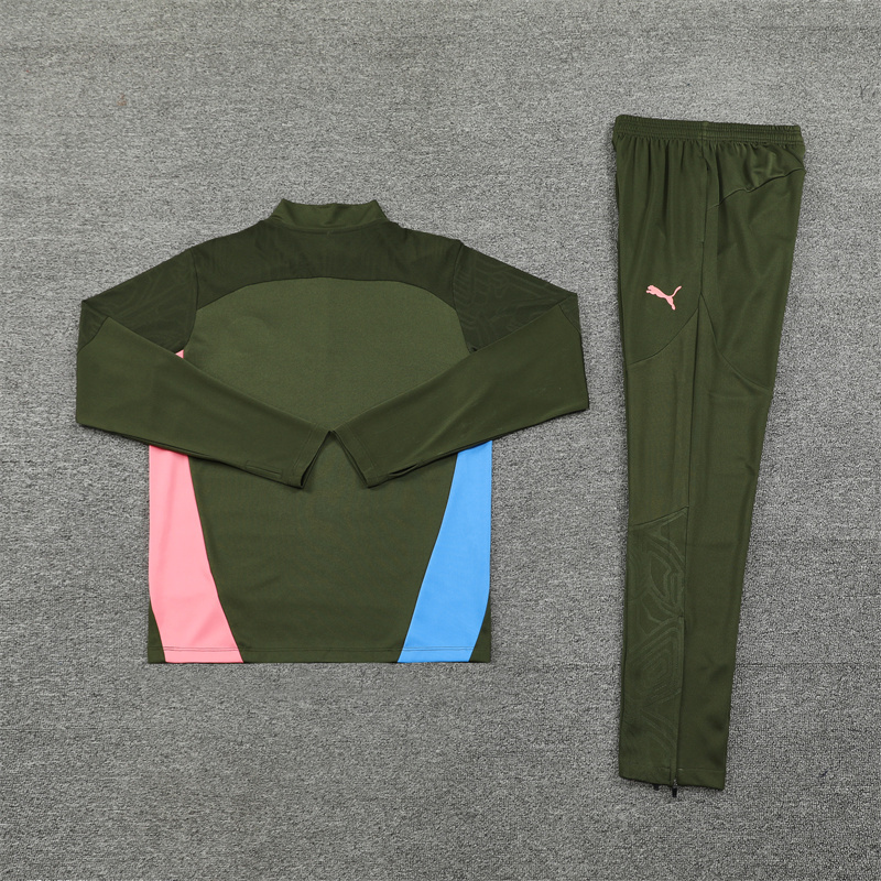 JerseysGala.com | Manchester City 24-25 Long Sleeve Training Set - Army Green -Customize Name, Number and Patch | Worldwide Shipping