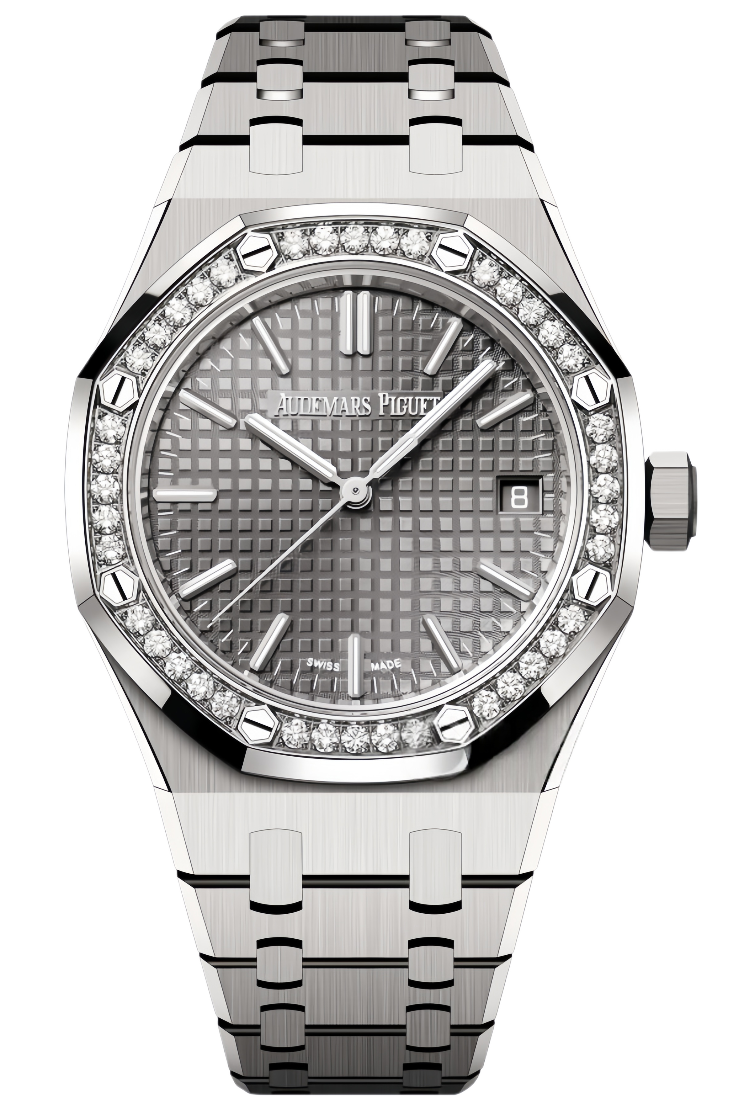 Audemars Piguet Royal Oak Ref. 15551ST.ZZ.1356ST.06 Super Clone Watch – 37mm Stainless Steel Diamond Bezel Pink Dial Swiss Replica