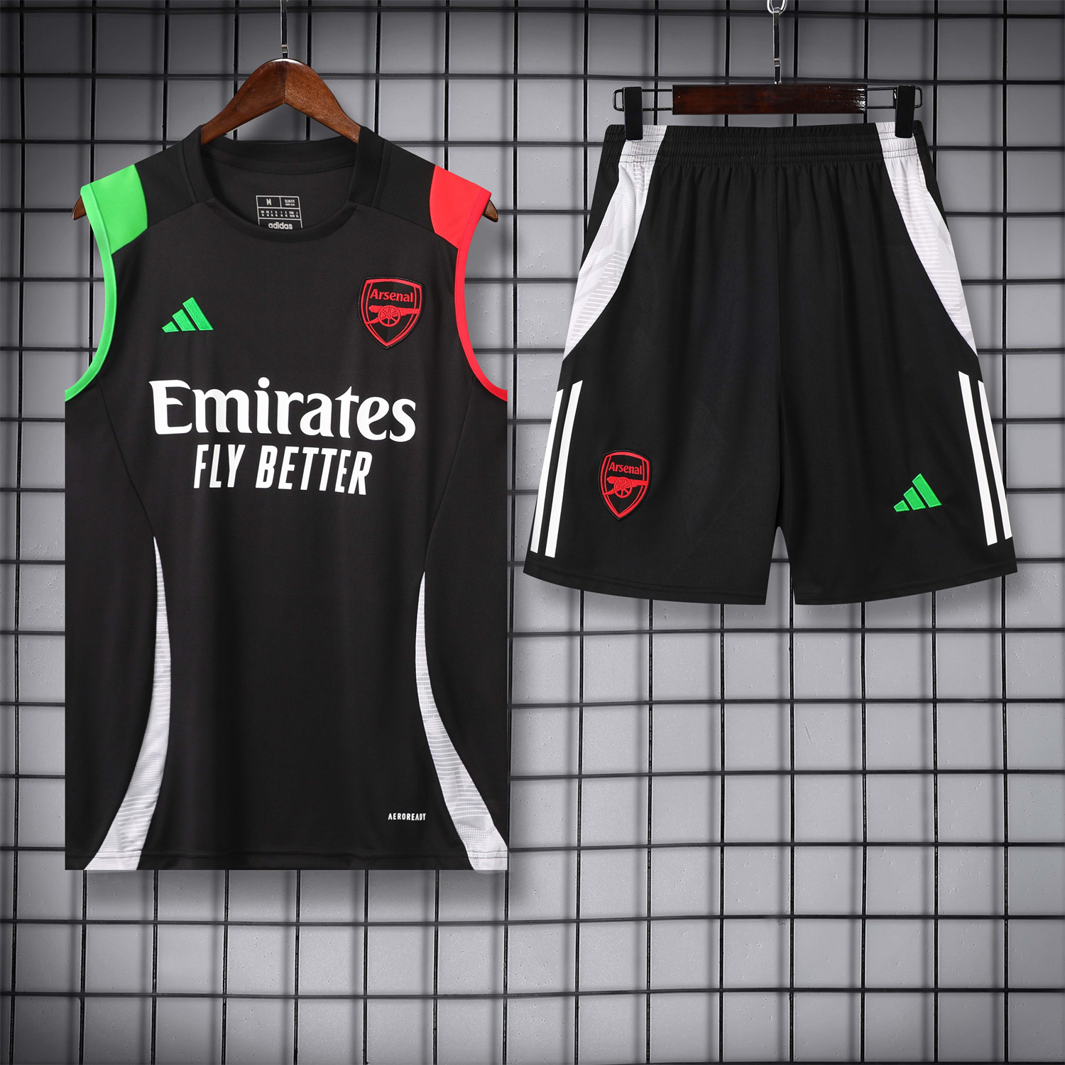 ManixJersey.com | Arsenal 24-25 Vest Training Set - Black -Customize Name, Number and Patch | Worldwide Shipping