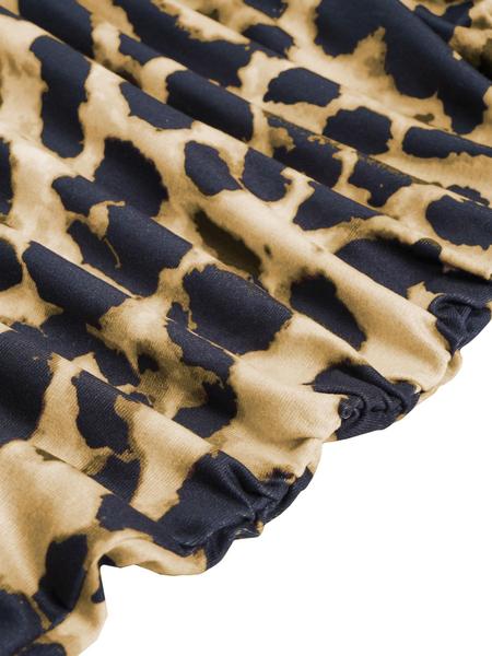 Aliling Women's Elegant Leopard Print Dress,Deep V Neck Long Sleeve Bodycon High Waist Split Back Party Dress,Fashion Christmas Women Dress,All Seasons Dresses