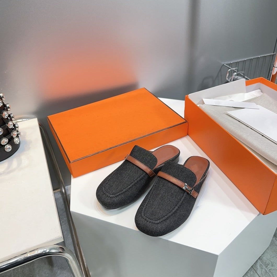 Lena Mule Black Denim、mysite、Cacoeks