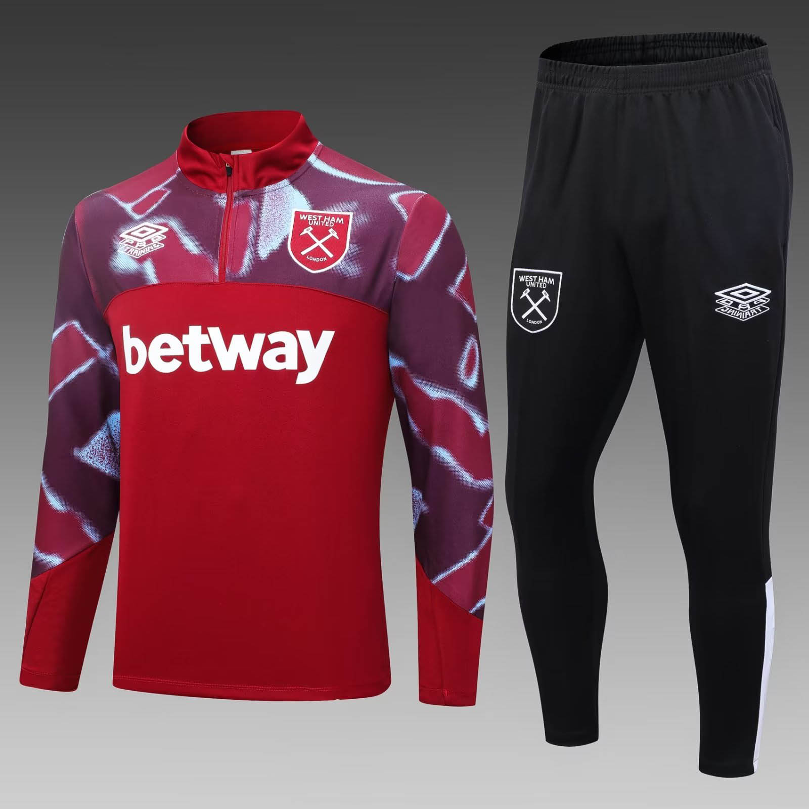 2022/2023 West Ham United Half-Pull Training Suit Red Football Shirt 1:1 Thai Quality Set:football jersey mysite: unitedjerseyfootball 邓江浪:football