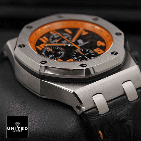 Audemars Piguet Steel Bezel Orange Dial Replica black background