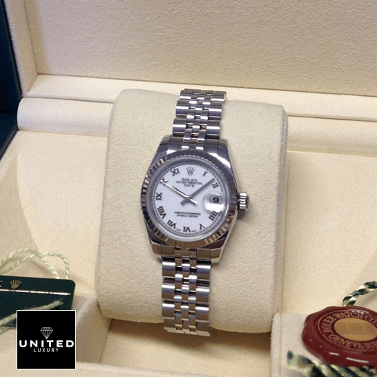 Rolex Datejust 179174 White Roman Numeral Dial Replica 5 Rolex Datejust 179174 Stainless Steel Jubilee Bracelet Replica in the Rolex Box